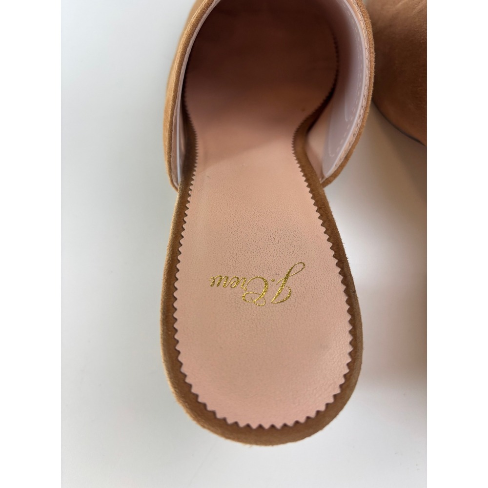 J. Crew Suede Block Heel Mules Tan Women Size 10 Pointed Toe Slip On Shoes - Picture 4 of 9